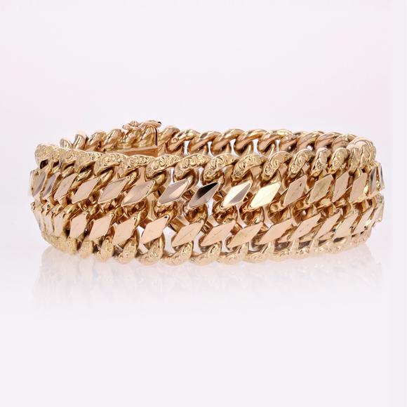 French 1960s Retro 18 Karat Rose Gold Curb Bracelet - Picture 9 of 9